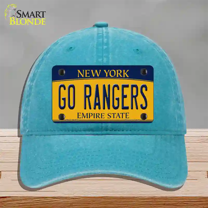 Go Rangers Novelty License Plate Hat Tag Unconstructed Cotton / Lake Blue