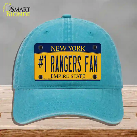 Number 1 Rangers Fan Novelty License Plate Hat Tag Unconstructed Cotton / Lake Blue