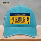 Number 1 Islanders Fan Novelty License Plate Hat Tag Unconstructed Cotton / Lake Blue