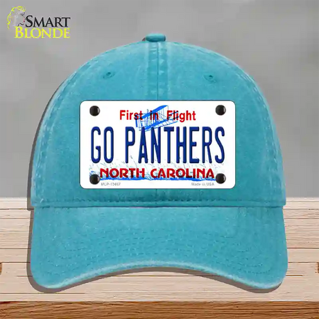 Go Panthers North Carolina Novelty License Plate Hat Tag Unconstructed Cotton / Lake Blue