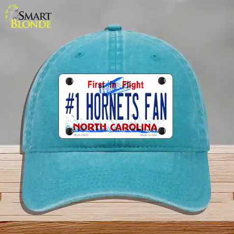 Number 1 Hornets Fan Novelty License Plate Hat Tag Unconstructed Cotton / Lake Blue