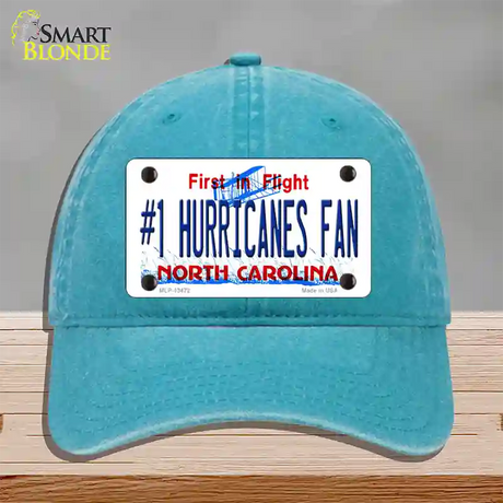 Number 1 Hurricanes Fan Novelty License Plate Hat Tag Unconstructed Cotton / Lake Blue