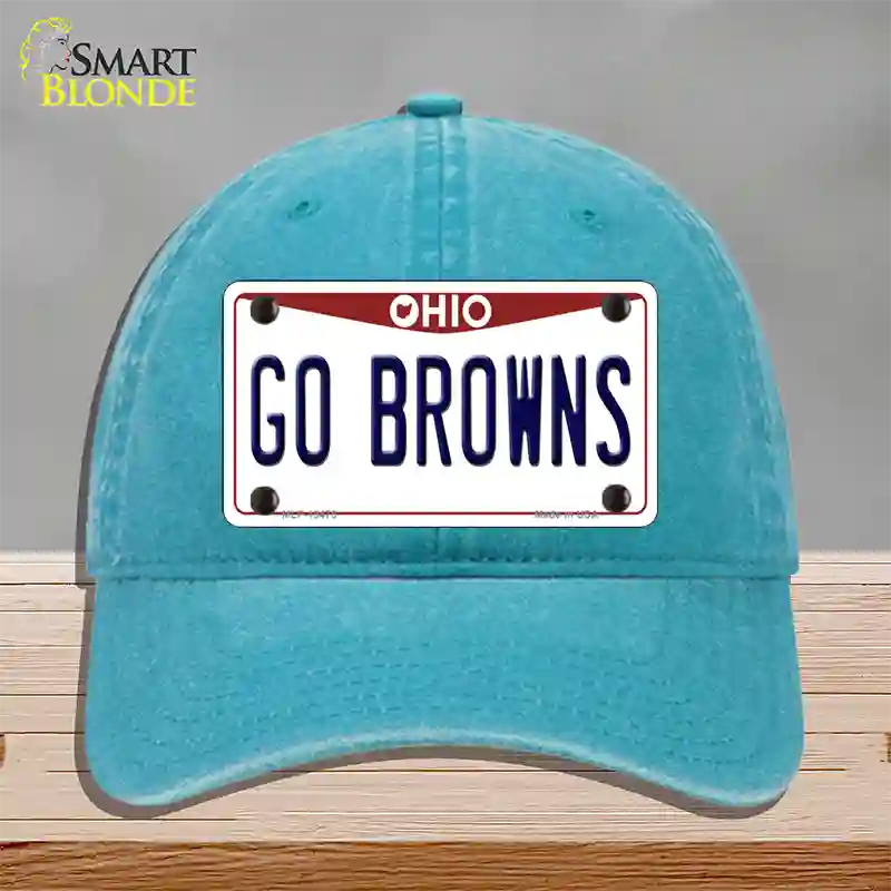 Go Browns Novelty License Plate Hat Tag Unconstructed Cotton / Lake Blue