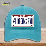 Number 1 Browns Fan Novelty License Plate Hat Tag Unconstructed Cotton / Lake Blue