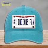 Number 1 Indians Fan Novelty License Plate Hat Tag Unconstructed Cotton / Lake Blue