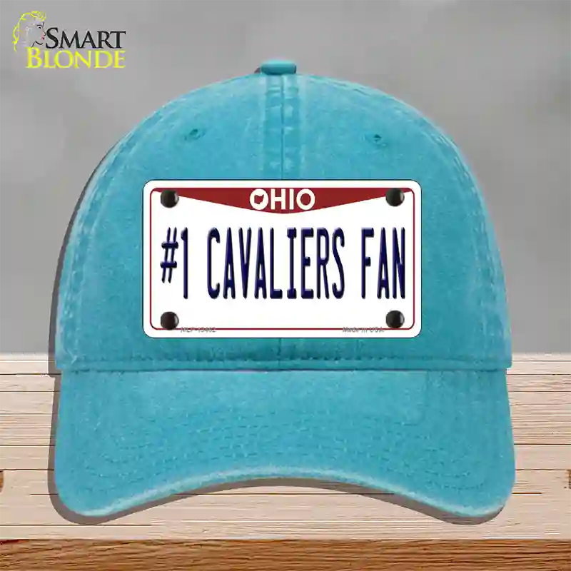 Number 1 Cavaliers Fan Novelty License Plate Hat Tag Unconstructed Cotton / Lake Blue