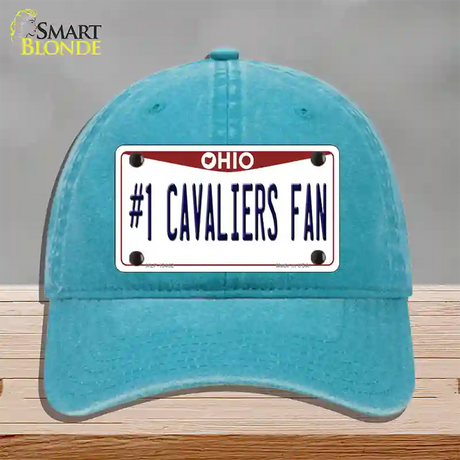 Number 1 Cavaliers Fan Novelty License Plate Hat Tag Unconstructed Cotton / Lake Blue