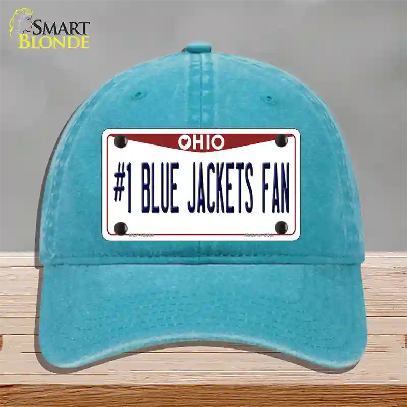 Number 1 Blue Jackets Fan Novelty License Plate Hat Tag Unconstructed Cotton / Lake Blue