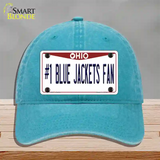 Number 1 Blue Jackets Fan Novelty License Plate Hat Tag Unconstructed Cotton / Lake Blue