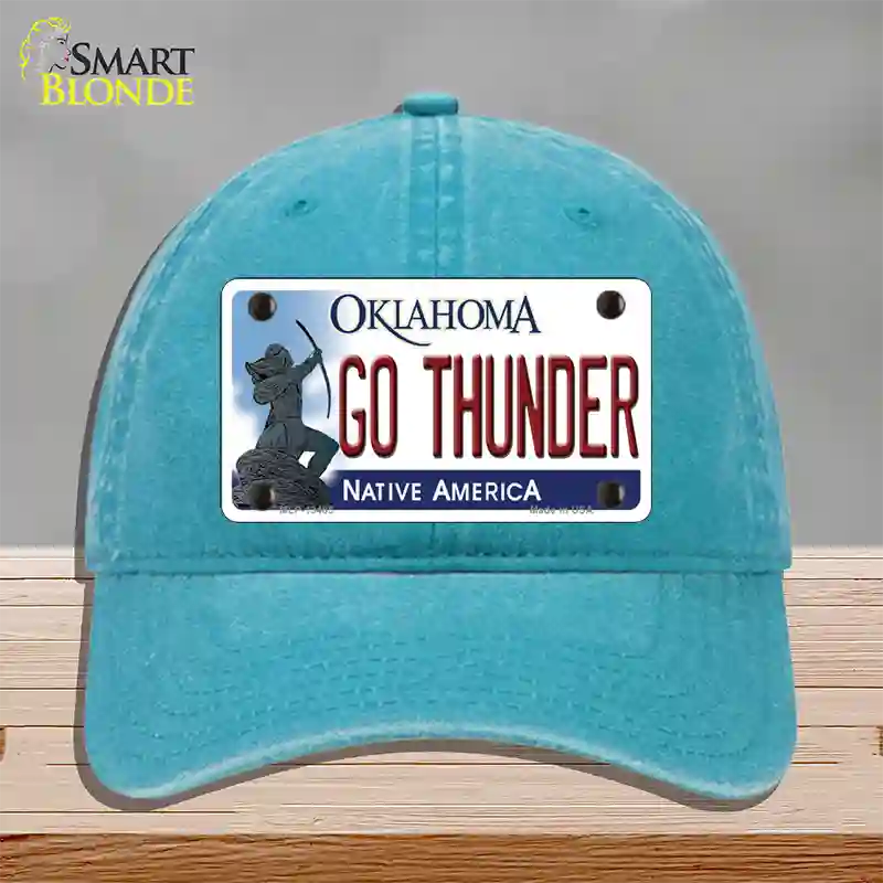 Go Thunder Novelty License Plate Hat Tag Unconstructed Cotton / Lake Blue