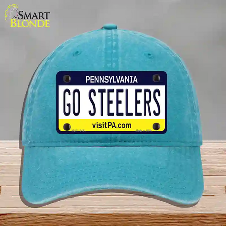 Go Steelers Novelty License Plate Hat Tag Unconstructed Cotton / Lake Blue