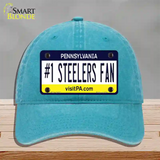 Number 1 Steelers Fan Novelty License Plate Hat Tag Unconstructed Cotton / Lake Blue