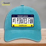 Number 1 Pirates Fan Novelty License Plate Hat Tag Unconstructed Cotton / Lake Blue