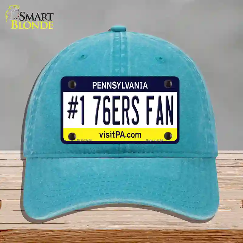 Number 1 76ers Fan Novelty License Plate Hat Tag Unconstructed Cotton / Lake Blue