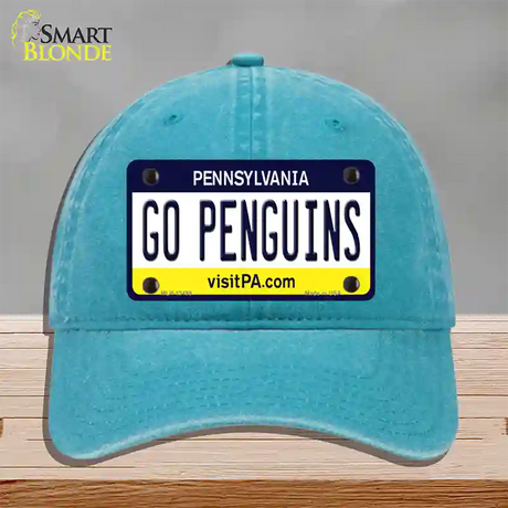 Go Penguins Novelty License Plate Hat Tag Unconstructed Cotton / Lake Blue