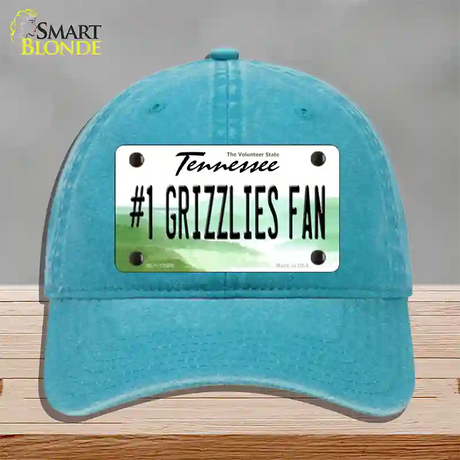 Number 1 Grizzlies Fan Novelty License Plate Hat Tag Unconstructed Cotton / Lake Blue