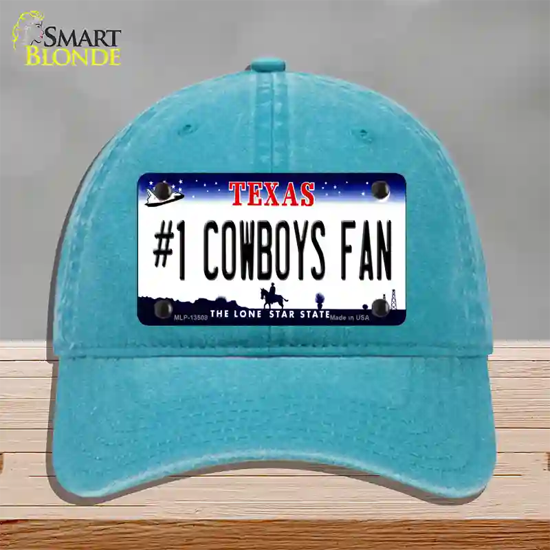 Number 1 Cowboys Fan Novelty License Plate Hat Tag Unconstructed Cotton / Lake Blue