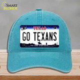 Go Texans Novelty License Plate Hat Tag Unconstructed Cotton / Lake Blue