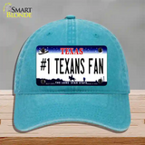 Number 1 Texans Fan Novelty License Plate Hat Tag Unconstructed Cotton / Lake Blue