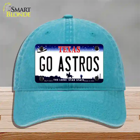 Go Astros Novelty License Plate Hat Tag Unconstructed Cotton / Lake Blue