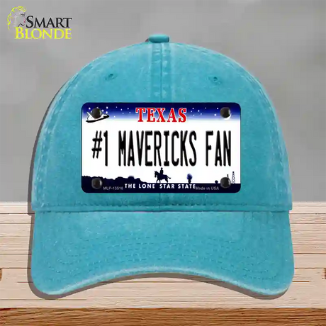 Number 1 Mavericks Fan Novelty License Plate Hat Tag Unconstructed Cotton / Lake Blue