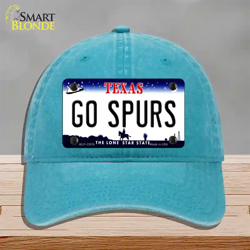 Go Spurs Novelty License Plate Hat Tag Unconstructed Cotton / Lake Blue