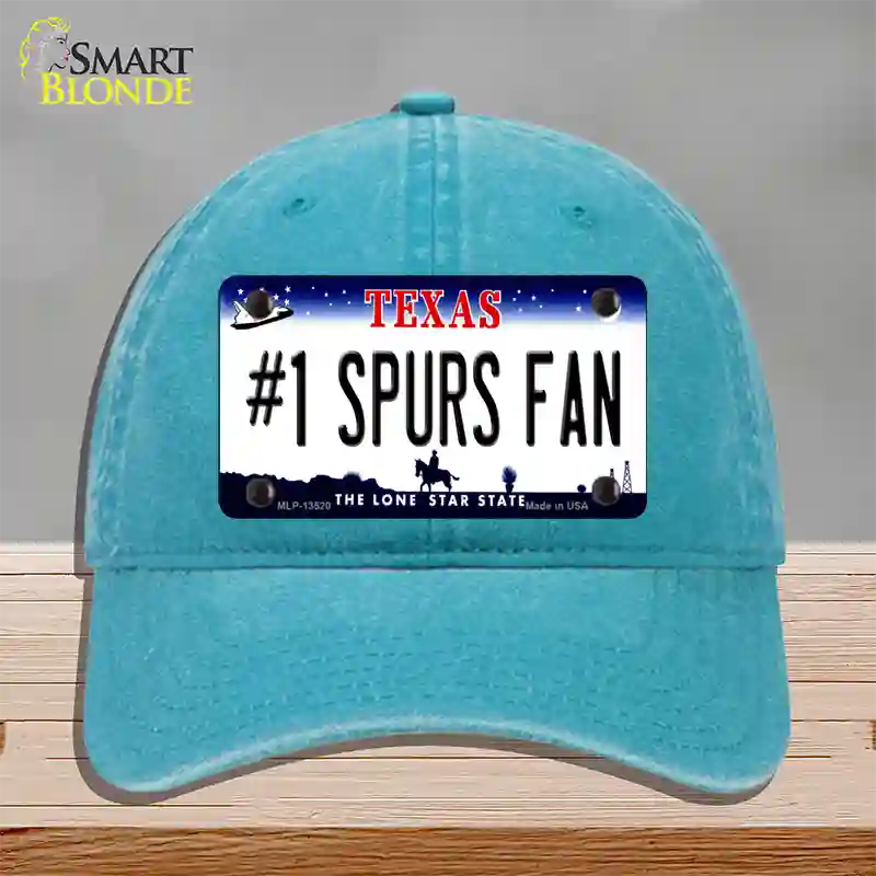 Number 1 Spurs Fan Novelty License Plate Hat Tag Unconstructed Cotton / Lake Blue