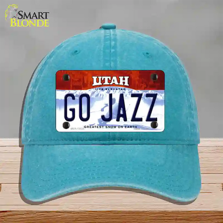 Go Jazz Novelty License Plate Hat Tag Unconstructed Cotton / Lake Blue