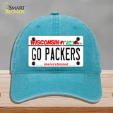 Go Packers Novelty License Plate Hat Tag Unconstructed Cotton / Lake Blue