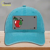 Teacher Apple Offset Novelty License Plate Hat Unconstructed Cotton / Lake Blue