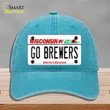 Go Brewers Novelty License Plate Hat Tag Unconstructed Cotton / Lake Blue