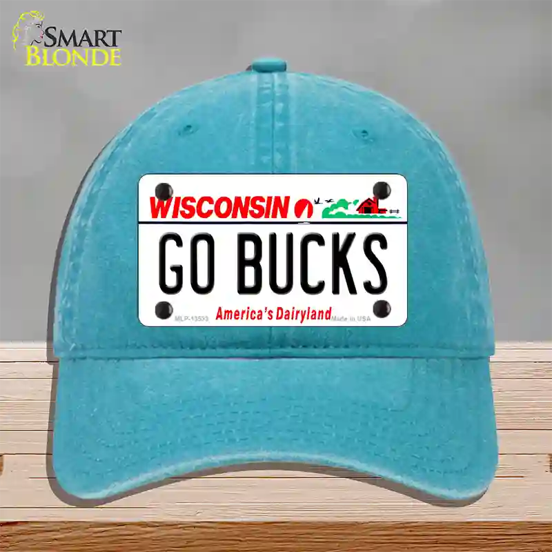 Go Bucks Novelty License Plate Hat Tag Unconstructed Cotton / Lake Blue