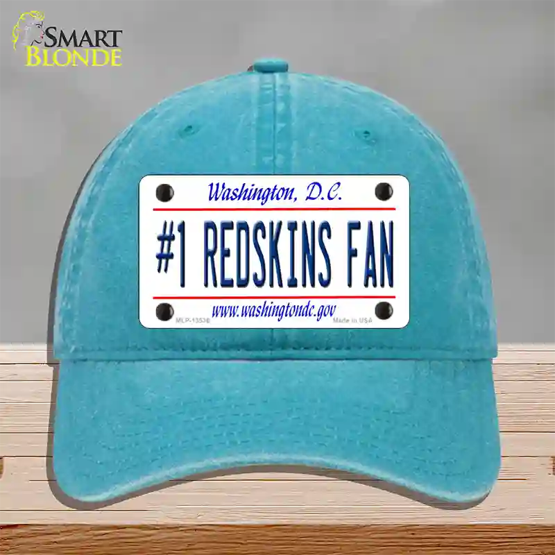 Number 1 Redskins Fan Novelty License Plate Hat Tag Unconstructed Cotton / Lake Blue