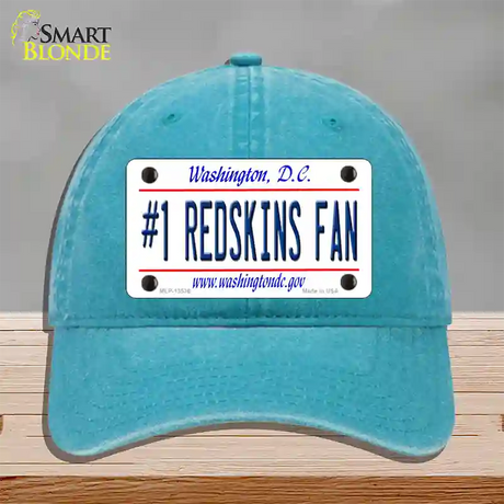 Number 1 Redskins Fan Novelty License Plate Hat Tag Unconstructed Cotton / Lake Blue