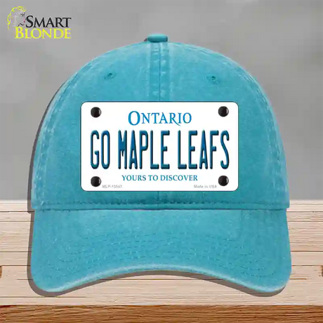 Go Maple Leafs Novelty License Plate Hat Tag Unconstructed Cotton / Lake Blue