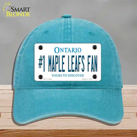 Number 1 Maple Leafs Fan Novelty License Plate Hat Tag Unconstructed Cotton / Lake Blue