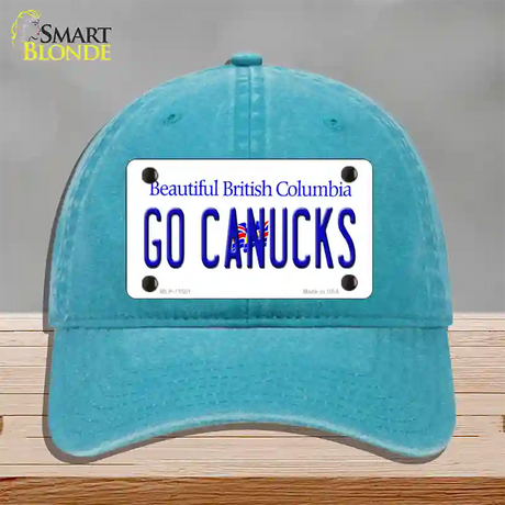 Go Canucks Novelty License Plate Hat Tag Unconstructed Cotton / Lake Blue