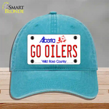 Go Oilers Novelty License Plate Hat Tag Unconstructed Cotton / Lake Blue