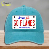 Go Flames Novelty License Plate Hat Tag Unconstructed Cotton / Lake Blue