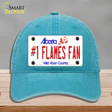 Number 1 Flames Fan Novelty License Plate Hat Tag Unconstructed Cotton / Lake Blue