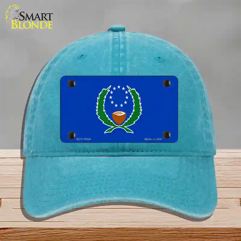 Pohnpei Flag Novelty License Plate Hat Unconstructed Cotton / Lake Blue