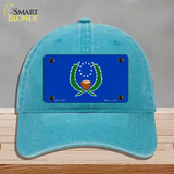 Pohnpei Flag Novelty License Plate Hat Unconstructed Cotton / Lake Blue