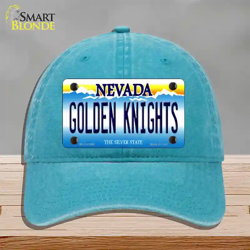 Golden Knights Novelty License Plate Hat Tag Unconstructed Cotton / Lake Blue