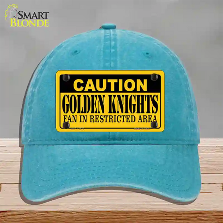 Caution Golden Knights Novelty License Plate Hat Tag Unconstructed Cotton / Lake Blue