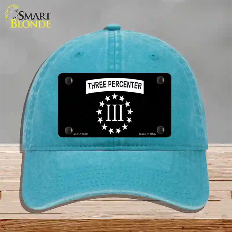 3 Percenter Ring of Stars Novelty License Plate Hat Tag Unconstructed Cotton / Lake Blue