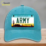 Army Arizona Novelty License Plate Hat Tag Unconstructed Cotton / Lake Blue