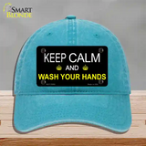 Keep Calm Wash Your Hands Novelty License Plate Hat Tag Unconstructed Cotton / Lake Blue