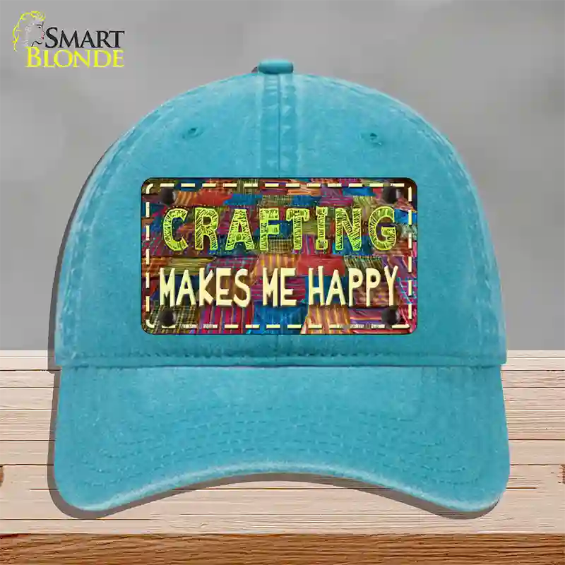 Crafting Makes Me Happy Novelty License Plate Hat Tag Unconstructed Cotton / Lake Blue