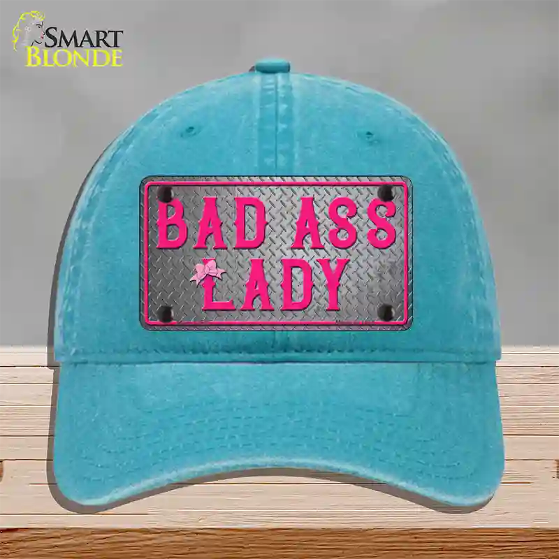 Bad Ass Lady Novelty License Plate Hat Tag Unconstructed Cotton / Lake Blue