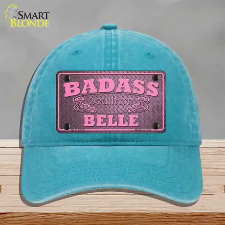 Badass Southern Belle Novelty License Plate Hat Tag Unconstructed Cotton / Lake Blue